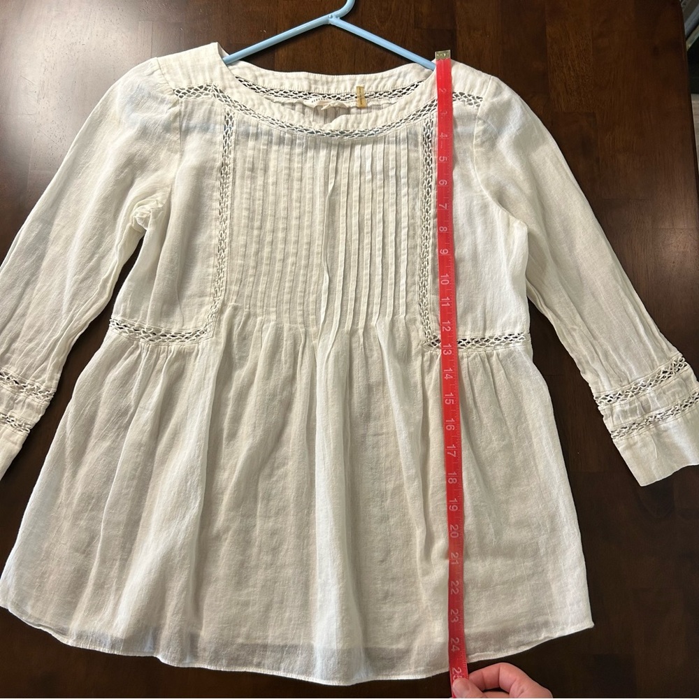 Rebecca Taylor white pintuck lace detailed shirt size 4 - Picture 13 of 15